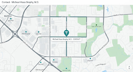 Map of Bedford, TX clinic location